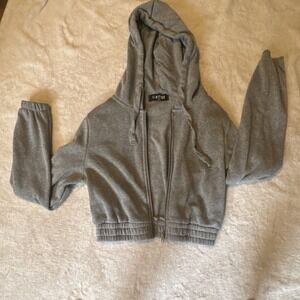 B FREE Gray Full Zip Fleece Hoodie Sweatshirt Child's M Hooded Long Sleeve